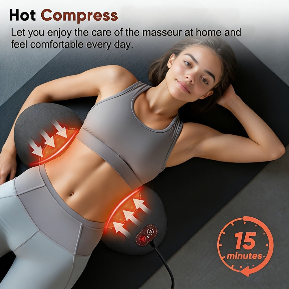 Lower Back Massager with Heat, 3-in-1 Lumbar Support Pillow with Vibration & Traction for Back Pain