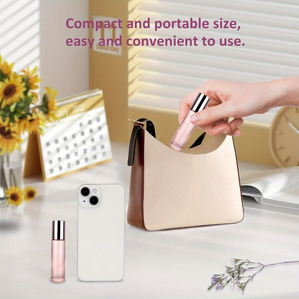 Essential Oil Roller Bottles 14 Pack 10ml – Refillable Glass Roll-On Perfume Containers with Stainless Steel Roller Balls, Opener & Funnel