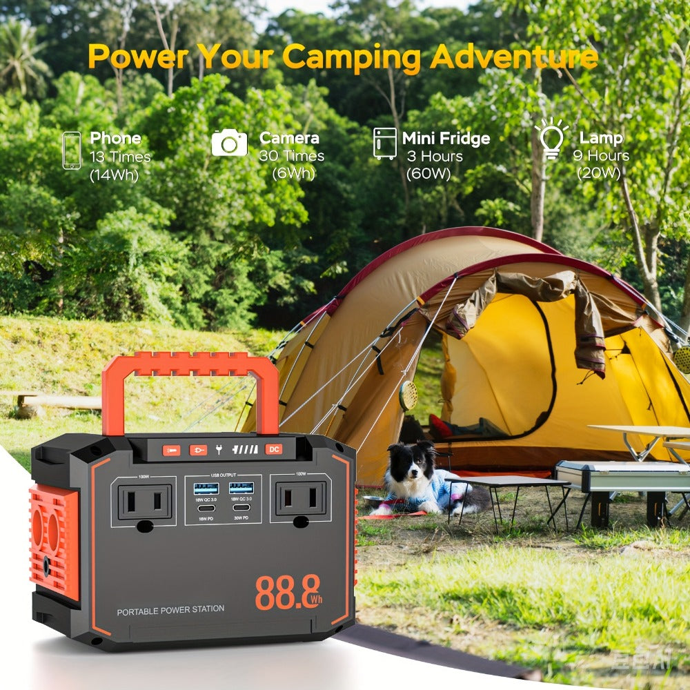Portable Power Station 88.8Wh, 111Wh or 237Wh with AC, USB-C, USB-A, DC and Solar Panel Options