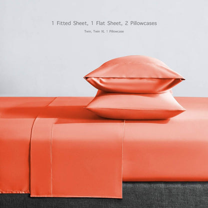 Four-Piece Twin Microfiber Sheet Set with Fitted and Flat Sheets, Two Pillowcases and Six Colors