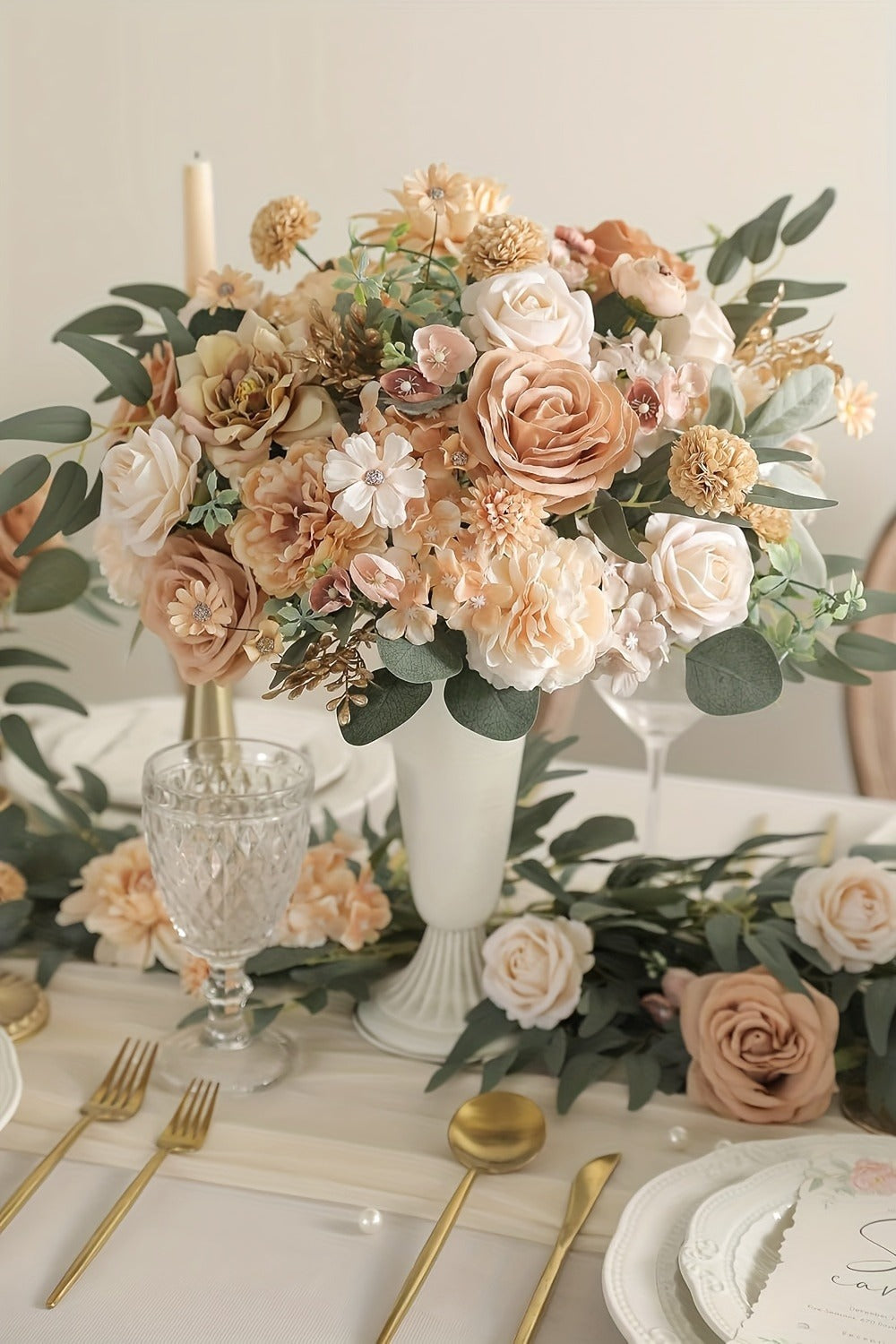 Artificial Flowers Champagne Combo Box with Fabric Blooms, Leafy Wire Stems and DIY Wedding Styling