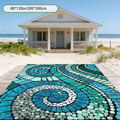 Outdoor Rug Non-Slip Decorative Foldable Portable Camping Mat Machine Washable for Patio Garden Pool Beach Picnic Living Area Multiple Sizes