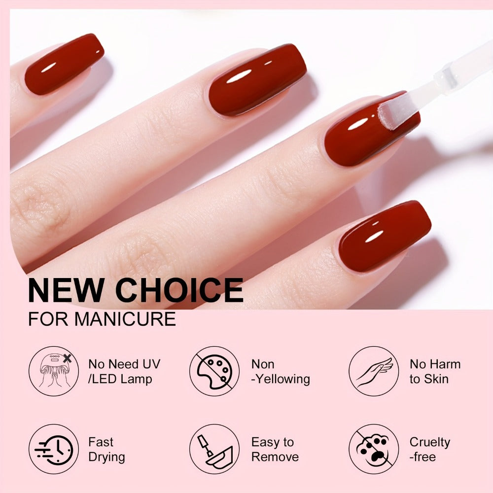Nail Base Coat and Top Coat Kit – High Gloss Long-Lasting Air Dry Non-Gel Nail Care Set with Nutrient Oil & Drying Agent