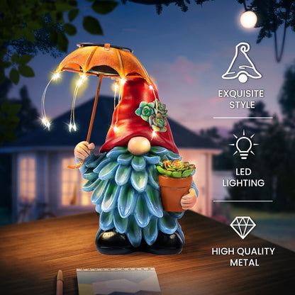 Solar Light Elf Resin Statue, Outdoor Garden Figurine That Automatically Lights Up at Night, Holiday Collectible Decor for Christmas