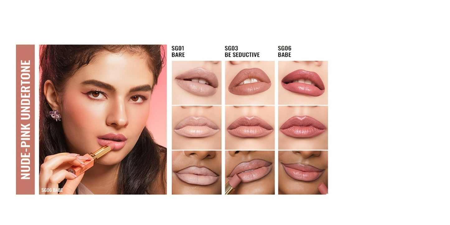 Oulac Nude Satin Lipstick Set 12g Each – Lightweight Moisturizing Full Coverage Cream-to-Satin Formula, Skin-Flattering Nude Lip Color