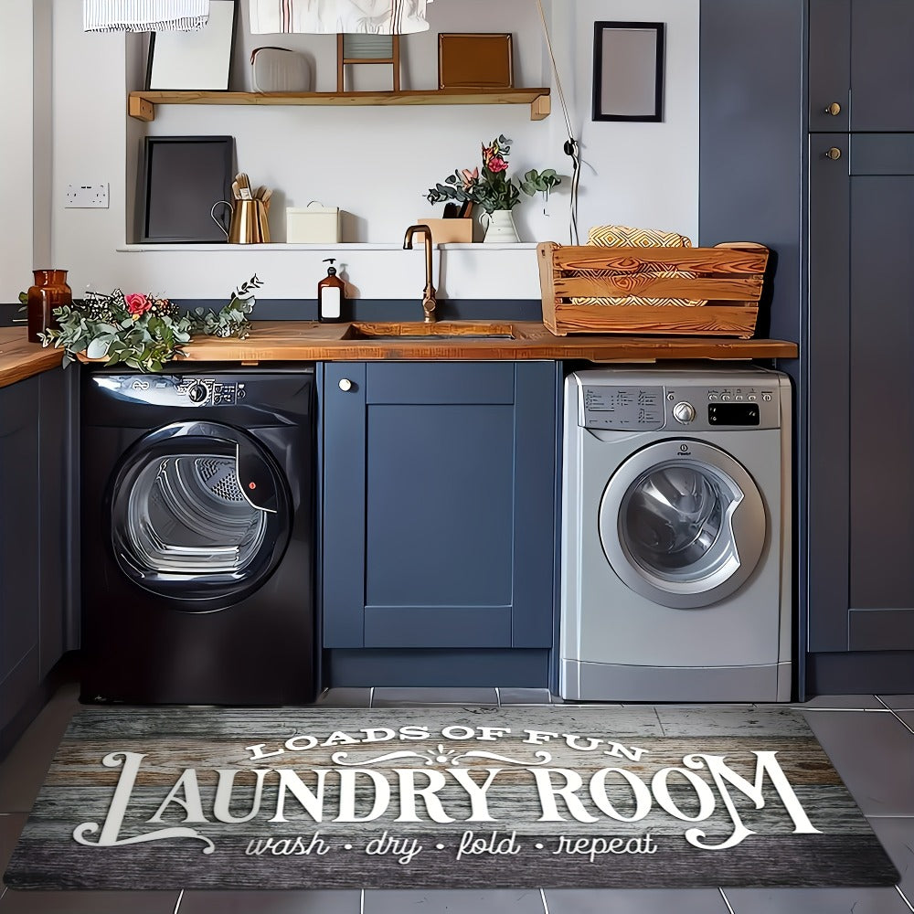 Farmhouse Laundry Room Runner Rug – Retro Kitchen & Bathroom Mat, Anti-Slip Floor Runner for Laundry Room