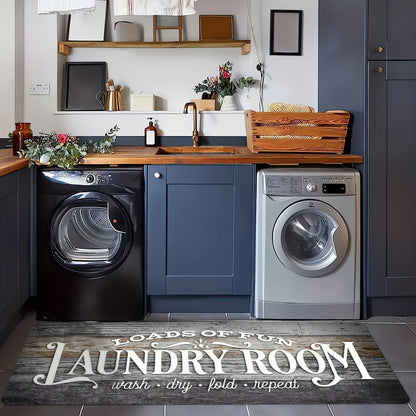 Farmhouse Laundry Room Runner Rug – Retro Kitchen & Bathroom Mat, Anti-Slip Floor Runner for Laundry Room