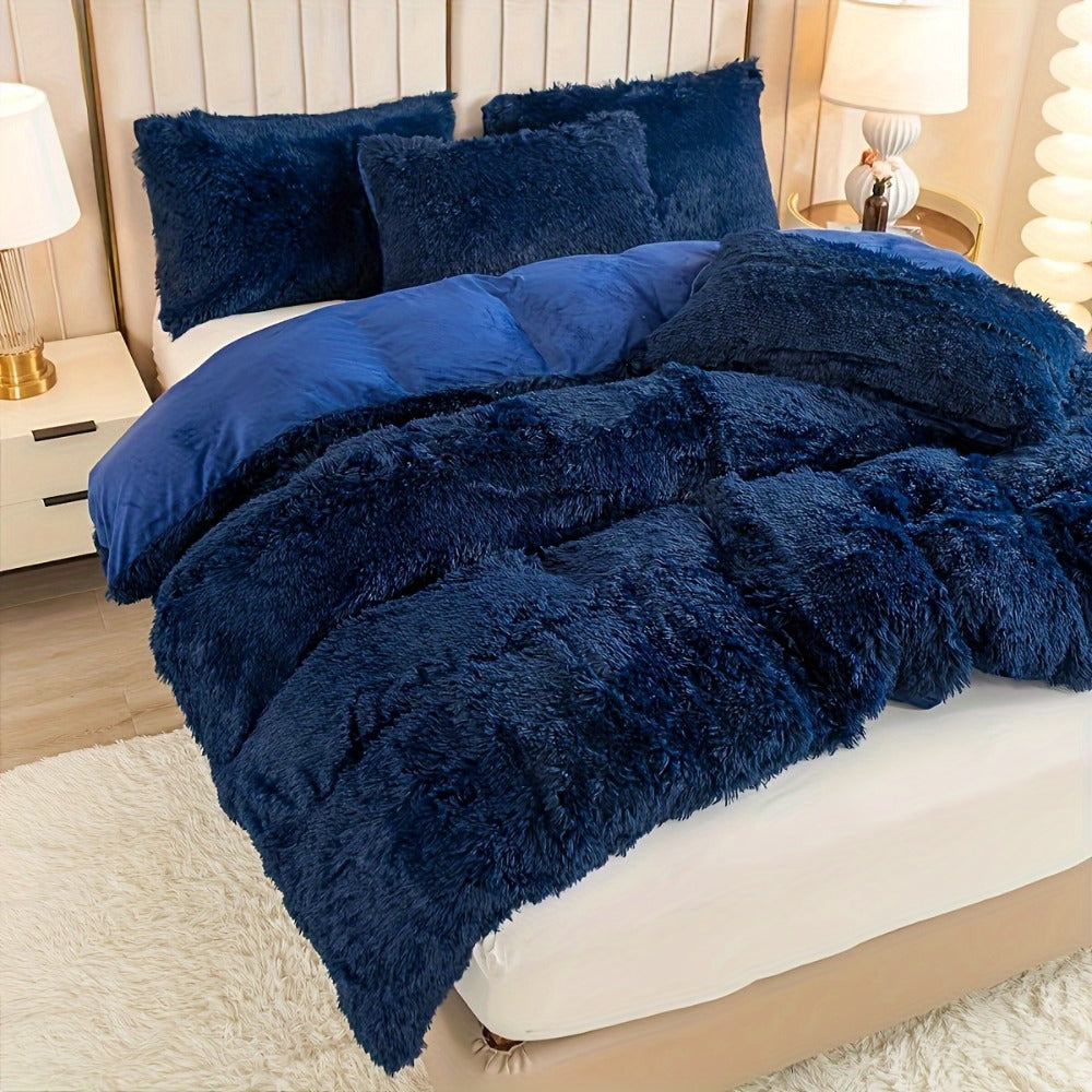 Plush Duvet Cover 100% Polyester Soft Warm Zipper Closure Cozy Bedroom Bedding Twin Full Queen King Solid Tie Dye 14 Colors for Bedroom