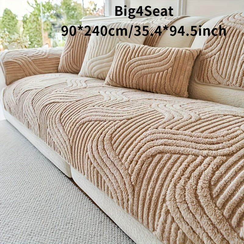 Sofa Cover Shu Velveteen Vintage-Style Panels with Textured Finish for 2 to Large 4-Seater Sofas
