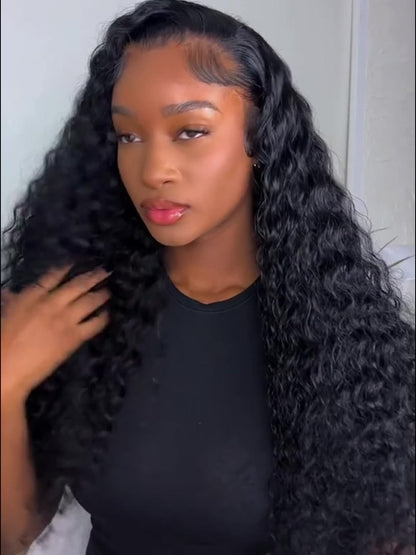 Loose Curly Lace Front Wig for Black Women – 26 Inch 13x4 Glueless Synthetic Hair, Natural Black, Heat Resistant, Hair Replacement