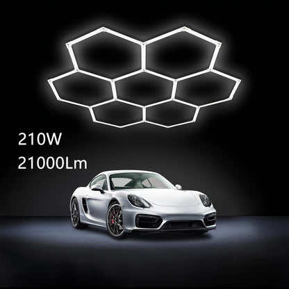 LED Hexagonal Garage Light 6500K, Super Bright Daylight White Shop Light 42W, 620W for Auto Detailing