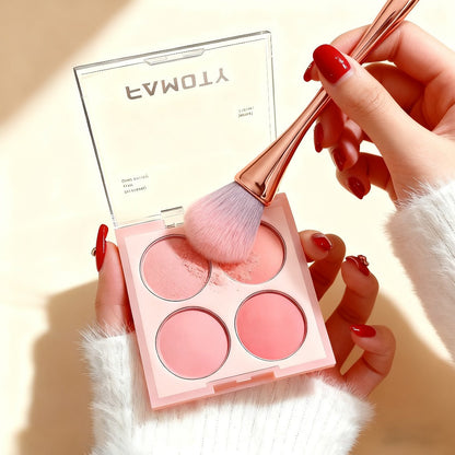 Blush Palette with Brushes Set 4-in-1 – Low Saturation Matte Powder Soft Gradient Finish, Buildable Coverage for Cheeks & Eyes