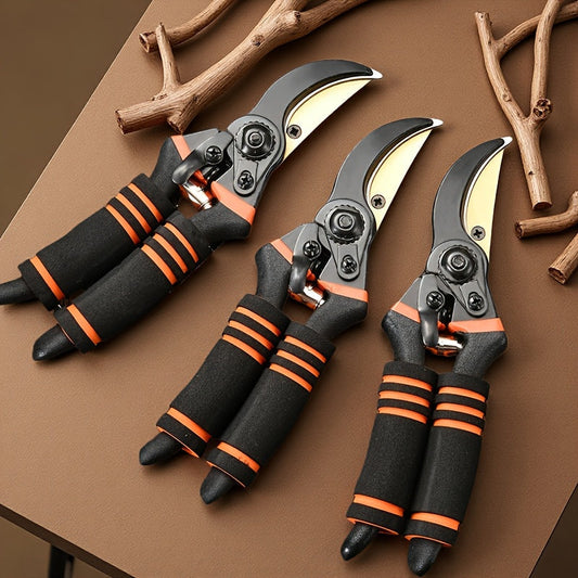 Hand Pruning Shears Set with Black-and-Orange Handles, Replacement Spring and 21cm Pictured Length