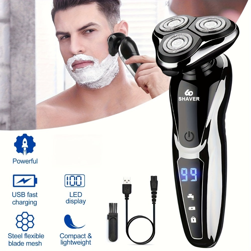 Electric Shaver 2-Pack with 3D Floating Heads, LED Power Indicators and Rechargeable Design