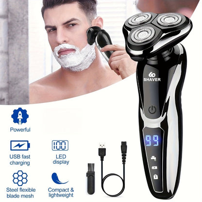 Electric Shaver 2-Pack with 3D Floating Heads, LED Power Indicators and Rechargeable Design