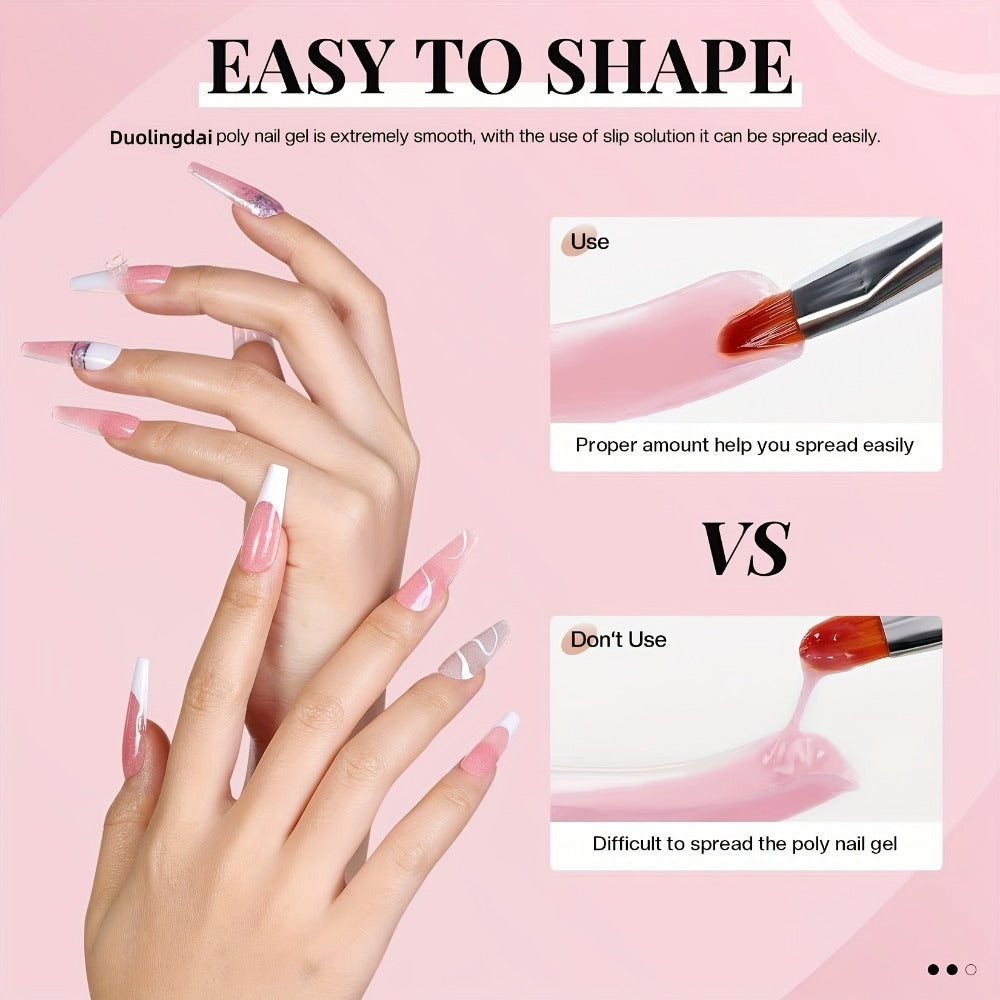Twelve-Color Poly Extension Gel Tube Set with Nude, Pink, White and Clear Shades for UV or LED Nail Art and Extensions