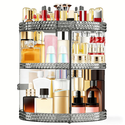 Rotating 360 Makeup Organizer Spinning Cosmetic Storage Display Rack 7 Adjustable Layers Large Capacity Skincare Holder for Vanity
