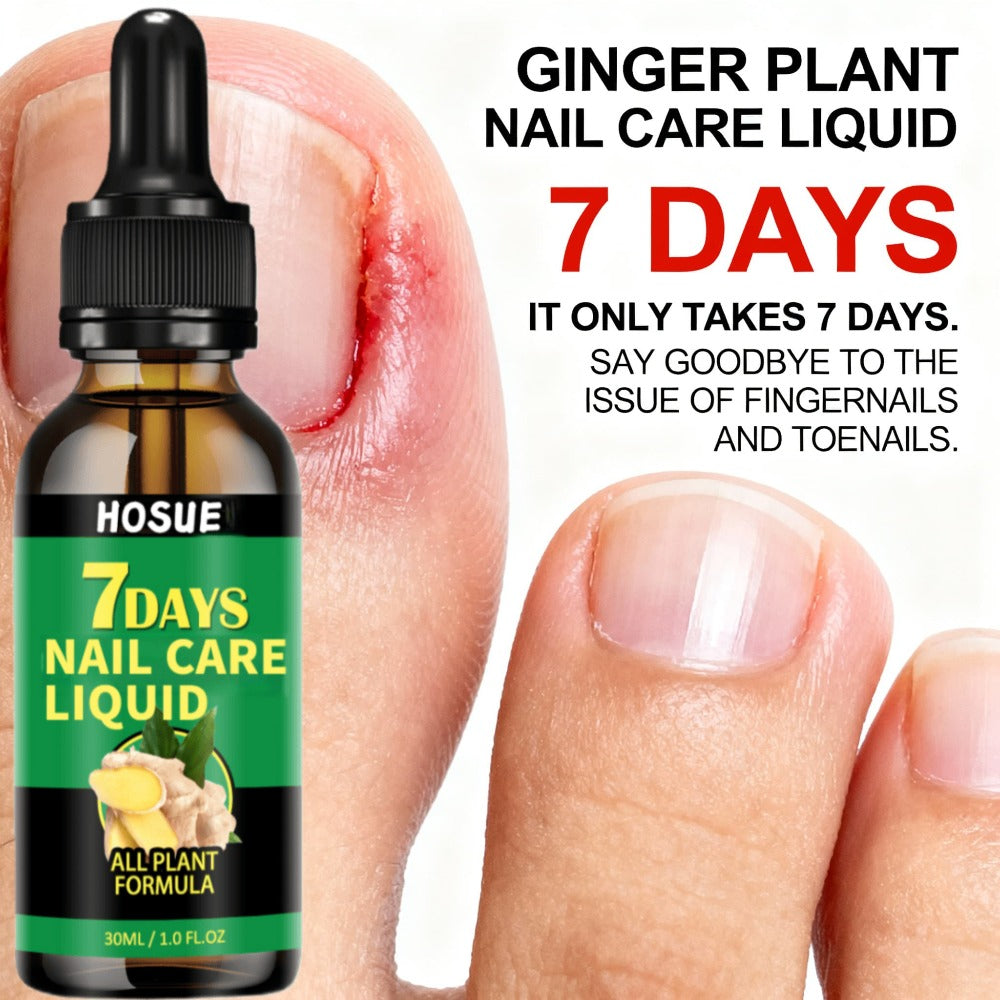 Ginger Nail Care Liquid 7-Day Repair 2-Piece Set 1.01oz Each – HOSUE Plant-Based Formula for Yellowing Gray Uneven Discolored Nails