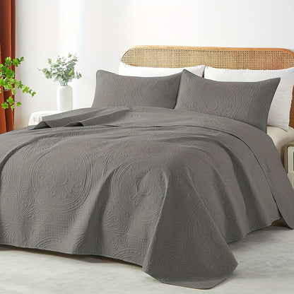 Quilt Set 2-3pcs – Lightweight Microfiber Bedspread Coin Pattern Coverlet All Seasons Twin Full Queen King Cal King