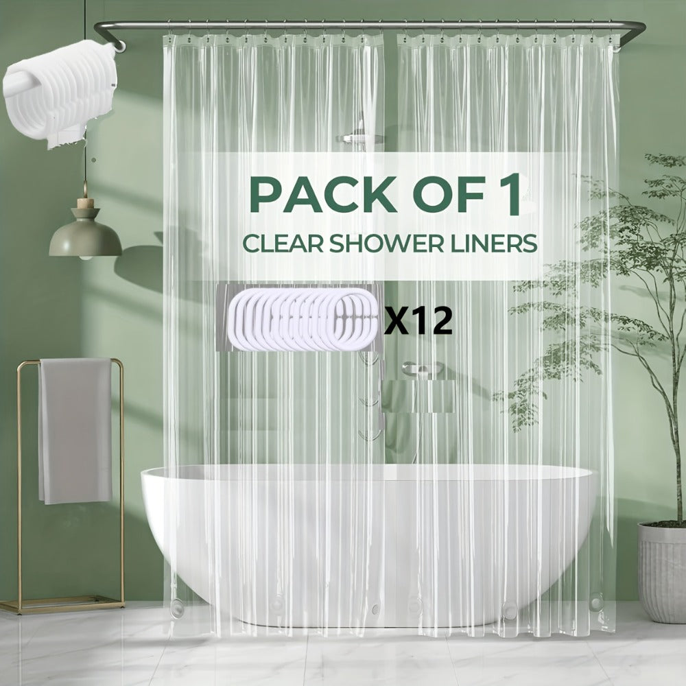 Clear Shower Curtain PEVA 8G Rust Proof Grommets 72x72 Inch – Premium Transparent Waterproof Modern Bathroom Curtain | Single or Set 2 |