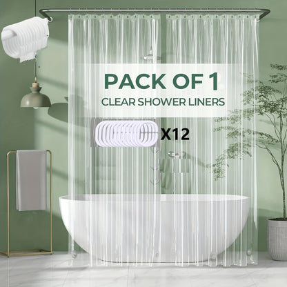 Clear Shower Curtain PEVA 8G Rust Proof Grommets 72x72 Inch – Premium Transparent Waterproof Modern Bathroom Curtain | Single or Set 2 |