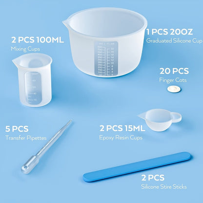 Silicone Resin Measuring Cup Kit, DIY Epoxy Resin Craft Tools Set for Jewelry Making, Slime, Casting & Pouring