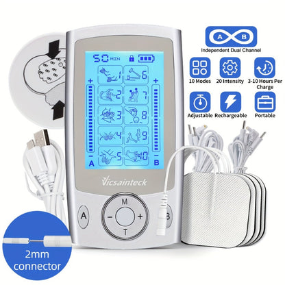 TENS Unit Stimulator Dual Channel 16 Modes 16 Levels for Pain Back Neck Shoulder Full Body for Entryways, Bedrooms and Living Spaces