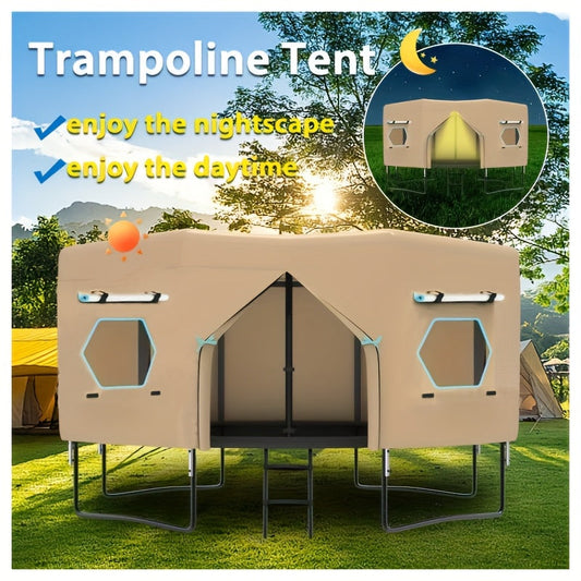 Trampoline Tent with UV Protection & 6 Ventilation Windows – Durable Nylon Trampoline Enclosure Cover for 6ft 8ft 10ft 12ft 14ft 15ft 16ft