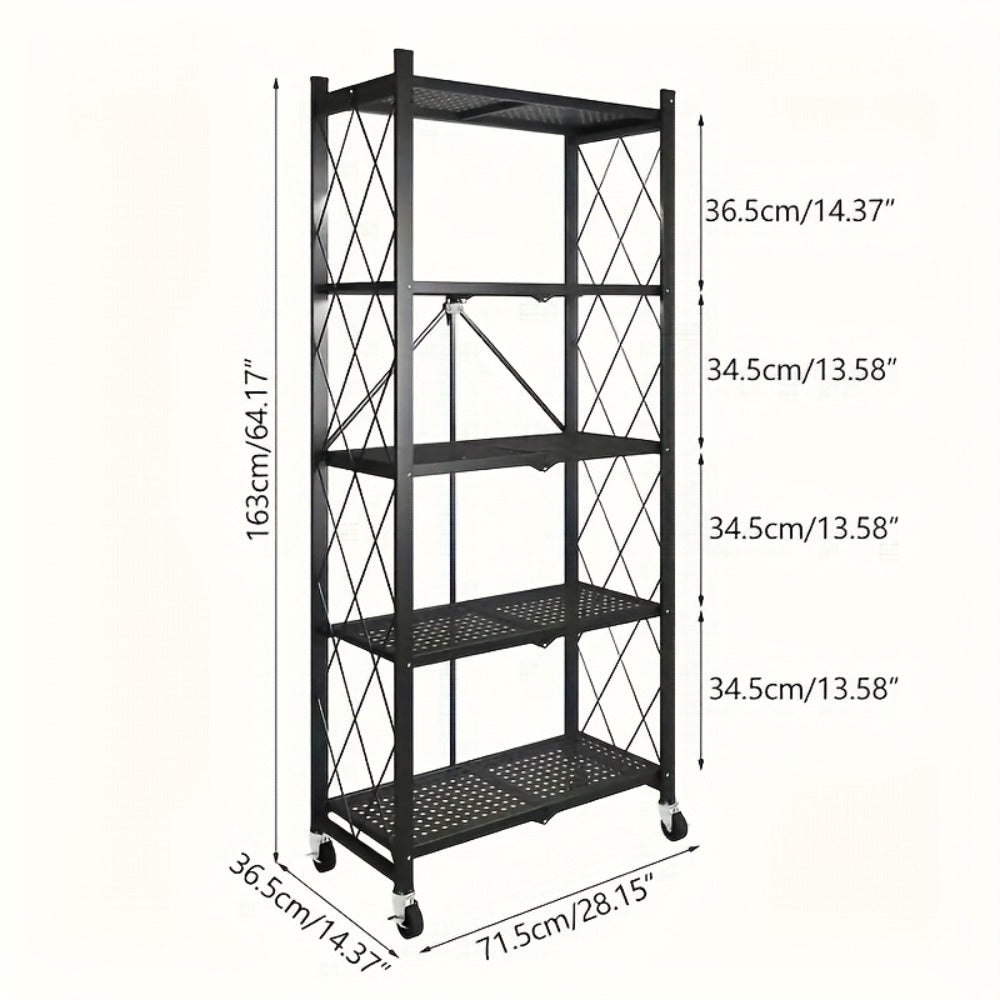 Rolling Storage Rack with Wheels, 3, 4 or 5 Tier Portable Movable Shelving Unit, No Assembly Required