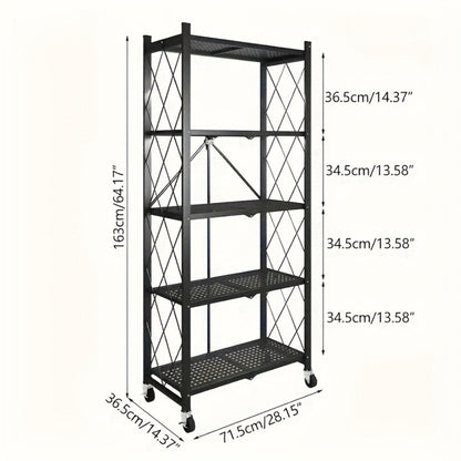 Rolling Storage Rack with Wheels, 3, 4 or 5 Tier Portable Movable Shelving Unit, No Assembly Required
