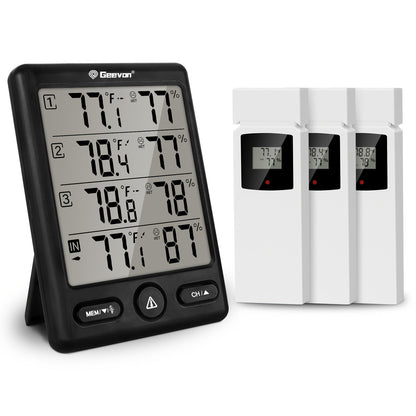 Indoor Outdoor Thermometer Wireless with 3 Remote Sensors - Digital Hygrometer Temperature Humidity Monitor