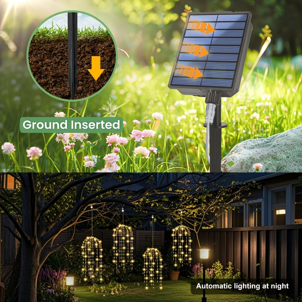 Solar Hanging Jellyfish Lights Outdoor 4 Pack for Garden, Pathway and Patio Lighting, with the Listed Configuration