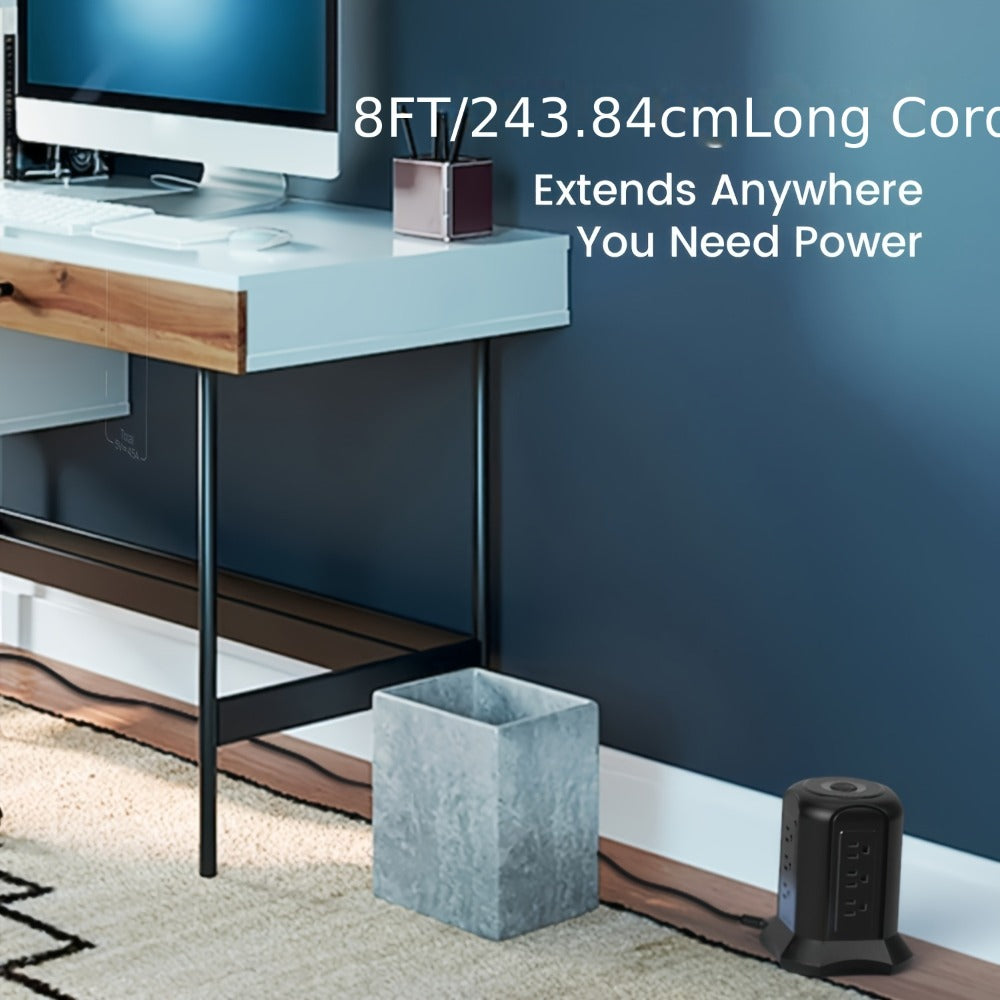 Surge- Power Tower 13-in-1 with Wireless Charger, 9 AC Outlets & 4 USB Ports (2 USB-C PD18W), 1080J Surge Protector