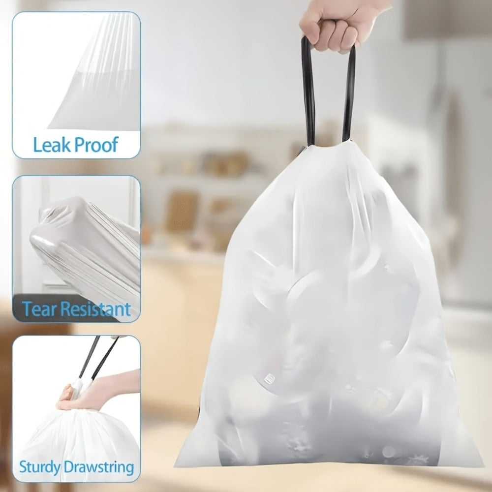 Heavy Duty Trash Bags 13 Gallon 100 Count, 1 Mil Extra Thick Drawstring Garbage Bags, Leak-Proof Tear-Resistant Kitchen Trash Can Liners