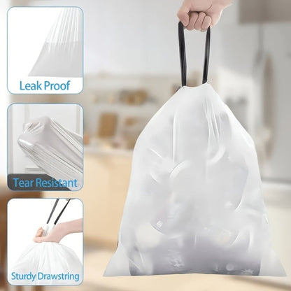 Heavy Duty Trash Bags 13 Gallon 100 Count, 1 Mil Extra Thick Drawstring Garbage Bags, Leak-Proof Tear-Resistant Kitchen Trash Can Liners