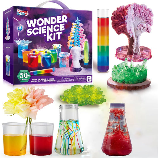 STEM Science Kit for Kids 50+ Experiments, Crystal Tree Growing Kit, Lava Lamp, Volcano Chemistry Set