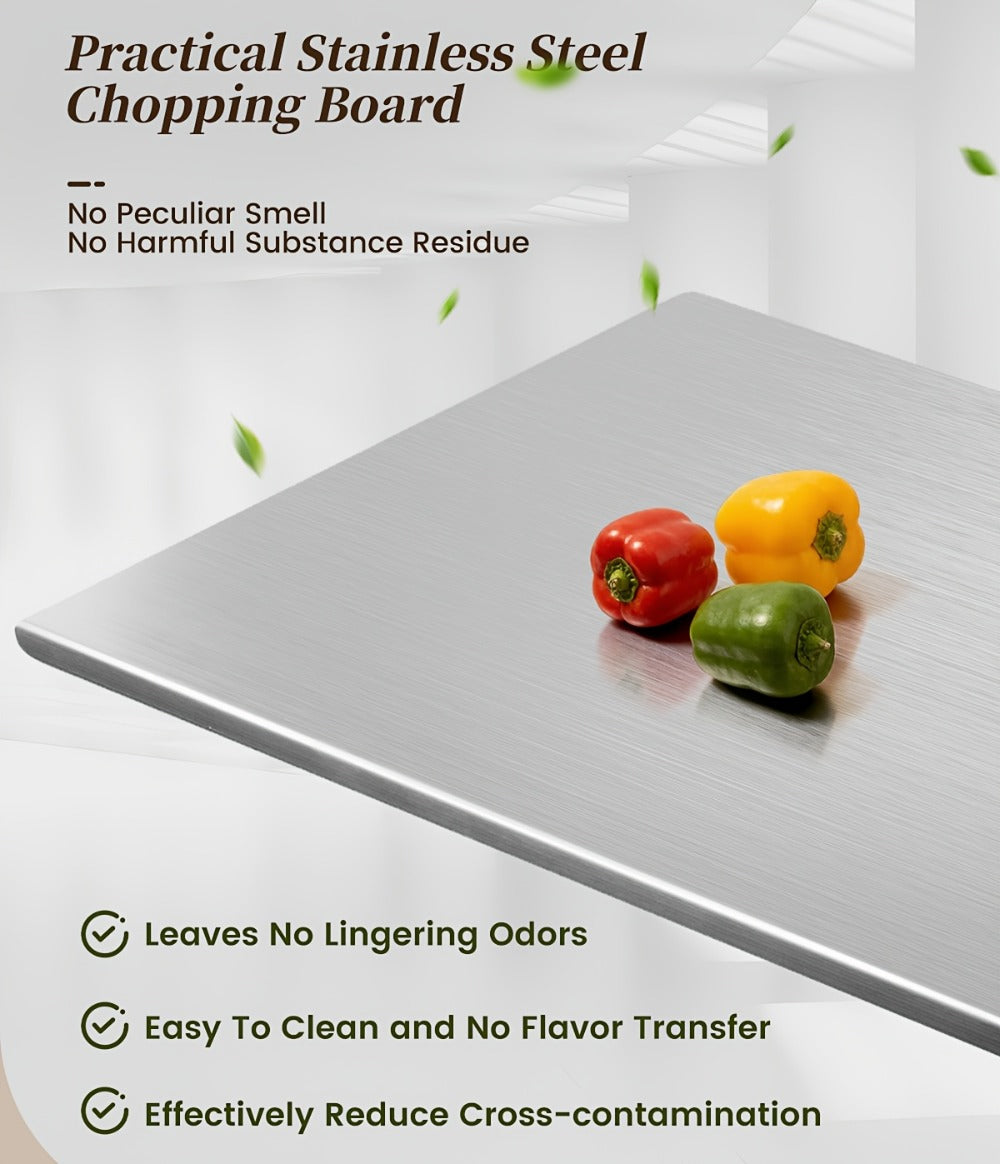 Stainless-Steel-Labeled Cutting Board and Pastry Mat with Smooth Faces and Three Rectangular Size Options