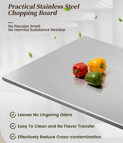 Stainless-Steel-Labeled Cutting Board and Pastry Mat with Smooth Faces and Three Rectangular Size Options