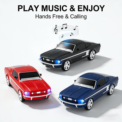 Retro Classic Car Model Bluetooth Speaker with Deep Bass, Colorful LED Lights, FM Radio, USB TF AUX Inputs