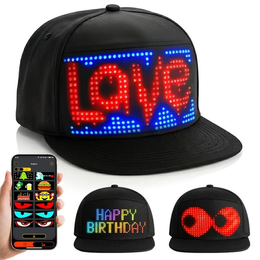 LED Party Hat App Controlled Programmable Light Up Hat, Custom Text Music Images for Rave Club Dance Halloween 4th of July Festival