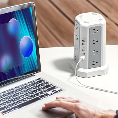 Power Strips with Surge Protection, Tower with 12–16 AC Outlets, 4 USB-A, PD 20W USB-C and 1500J Surge Protection for Home Office Charging