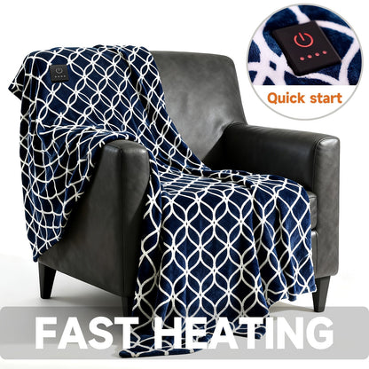 Dual Control Electric Heated Blanket with 10 Heat Levels - Auto Shutoff, Overheat Protection, Fast Heating