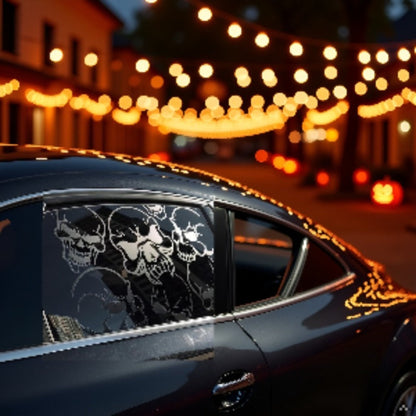Two-Piece Gothic Skull Car Window Decals in Type A, C or D Artwork with Small or Large Sizes