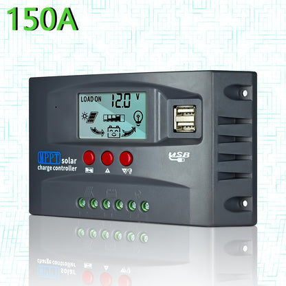 MPPT Solar Charge Controller 12V 24V – 150A/200A Auto-Tracking Solar Panel Regulator with LCD Display, Dual USB Port