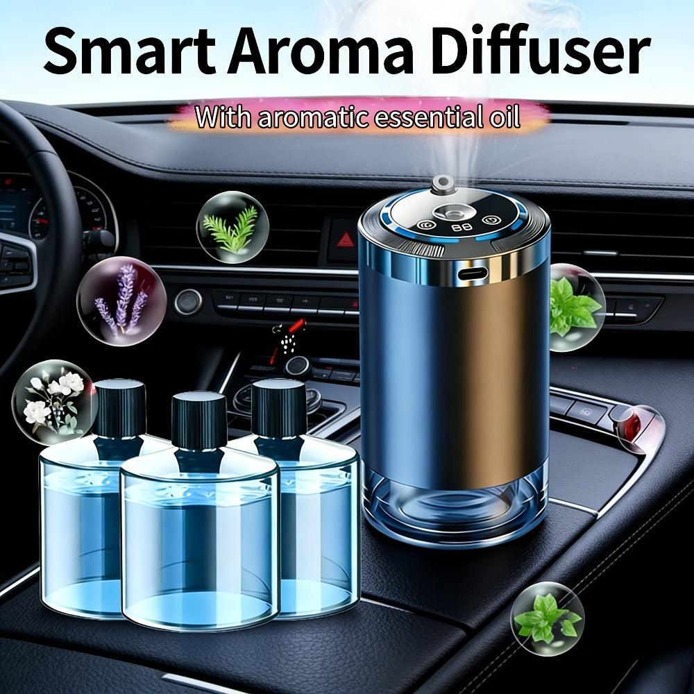 Car Aroma Diffuser – Smart In-Car Essential Oil Diffuser with Ambient RGB Light & Starlight Projection, Auto On/Off