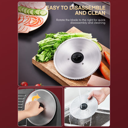 Electric Meat Slicer 200W Deli Food Slicer with Two 7.5" Removable Stainless Steel Blades for Entryways, Bedrooms and Living Spaces
