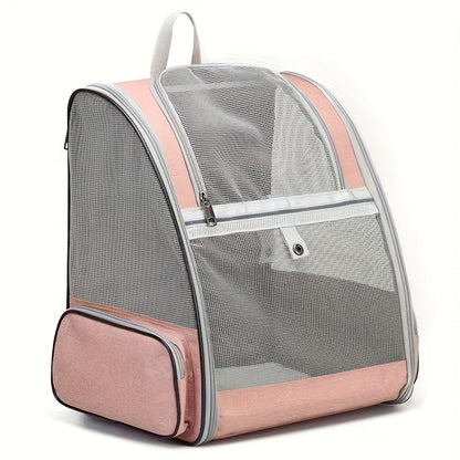 Clear-Window Pet Carrier Backpack with Front and Side Mesh Panels in Black, White or Pink Options