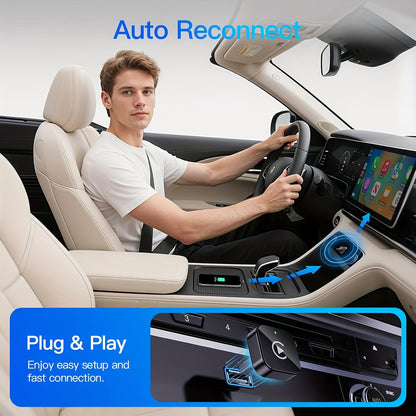 Wireless CarPlay Adapter 2-in-1 Wired to Wireless CarPlay & Android Auto Mini USB Dongle Fast Stable Connection for Apple iOS 10+ Android