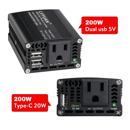 Car Power Inverter 500W 12V to 110V AC Outlet Converter with QC3.0 USB Port for Vehicle Boat Truck RV Portable Auto Power Adapter 200W Rated