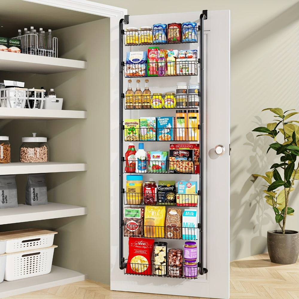 Over The Door Organizer – Multi-Layer Pantry Storage Rack for Kitchen Bathroom Laundry Room, Space Saving Door Hanging Shelf
